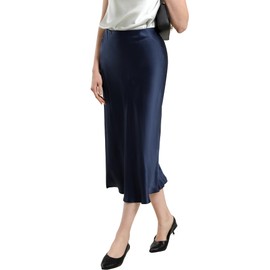 DAISYSILK Women's 100% Silk Half-Body Skirt-Fashionable, Comfortable, and Versatile, Navy XL