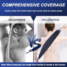 dodiff Exfoliating Back Scrubber for Shower, 38 Inches Long Back Exfoliator with Two Handles for Men and Women Acne, Double-Sided Bath Back Washer Body Cleaner to Scrub Your Skin