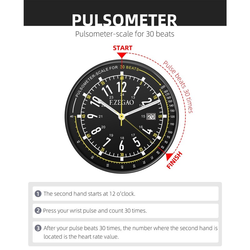 F.ZEGAO Nurse Watch with Second Hand Nursing, Calendar Pulsometer Watch