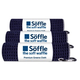 Soffle Waffle Golf Towels | 3 Pack | 16 X 16 with Clip | Convenient Waffle Greens Towel (Navy Blue)