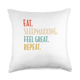 Eat. Sleepmaxxing. Feel Great. Repeat - Sleeping Trend Throw Pillow