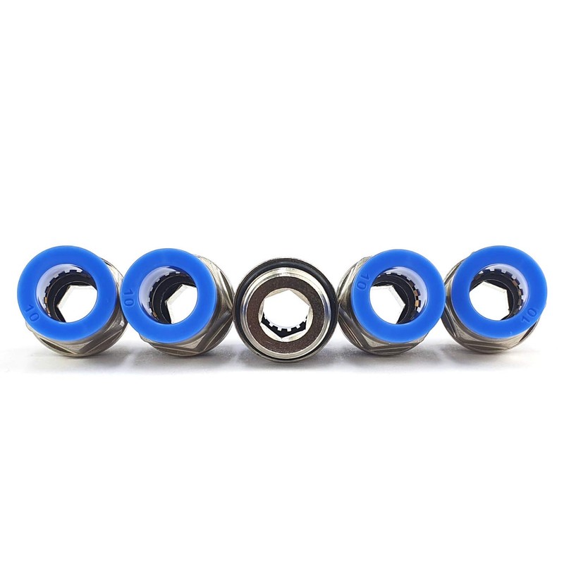 Straight male connector, quick connector, push in