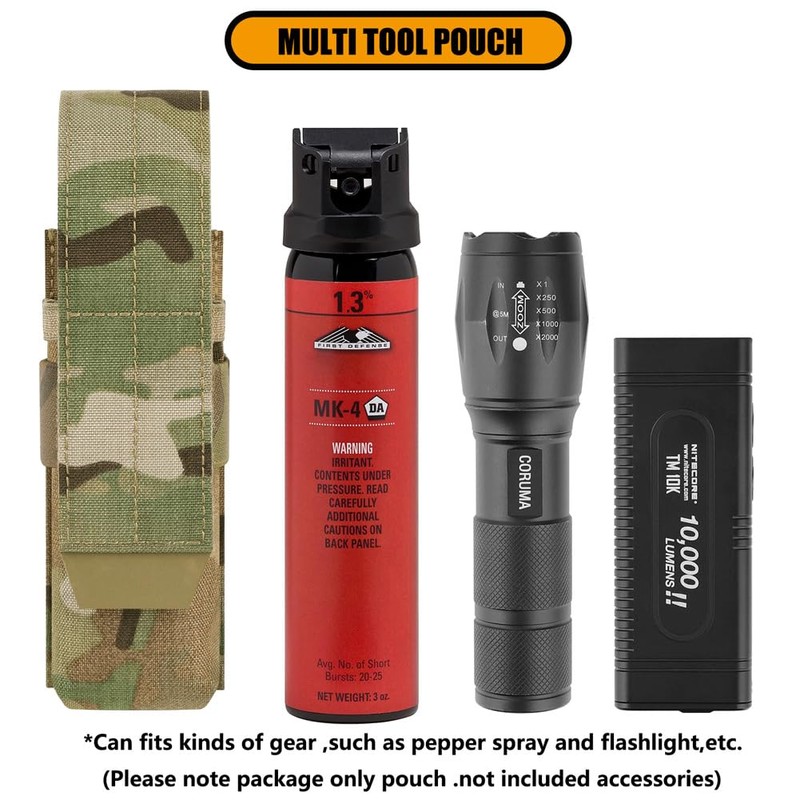 KRYDEX Flashlight Holster, Molle OC/Mace Spray Holder Adjustable Torch Carrier