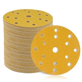 STEBRUAM 150mm Sanding Discs,Hook and Loop 60/80/120/180/400 Grits 15 Hole 6Inch Round Pads for Random Orbital Sander Pads and All Oscillating Tools