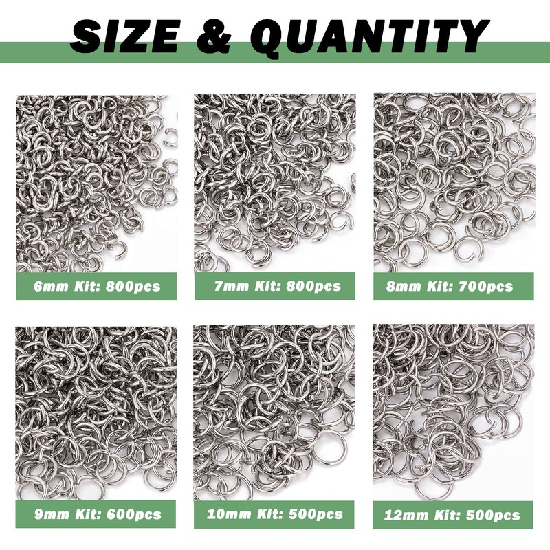 500pcs Stainless Steel Open Jump Rings Bulk 12mm Outer Diameter