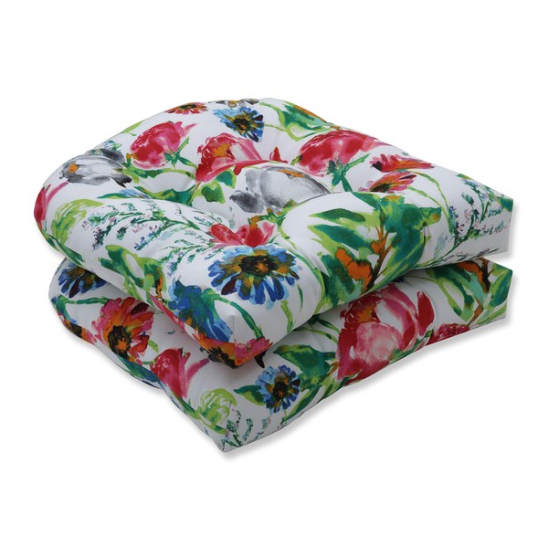 Pillow Perfect Outdoor/Indoor Flower Mania Petunia Tufted Seat Cushions (Round