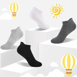 Comfoex - 16 pares de calcetines deportivos para niños y niñas, de corte bajo, para niños de 4-6, 6-8, 8-10 años, 8 Black + 8 White, 7-10 Años