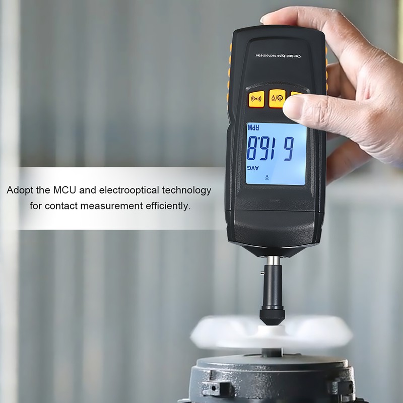 Digital Tachometer Handheld Contact Motor Tachometer LCD Speedometer Tach RPM