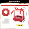 EUSOAR Disposable Clear Cupcake Holder, 12pcs 3.5 Inch Plastic Red
