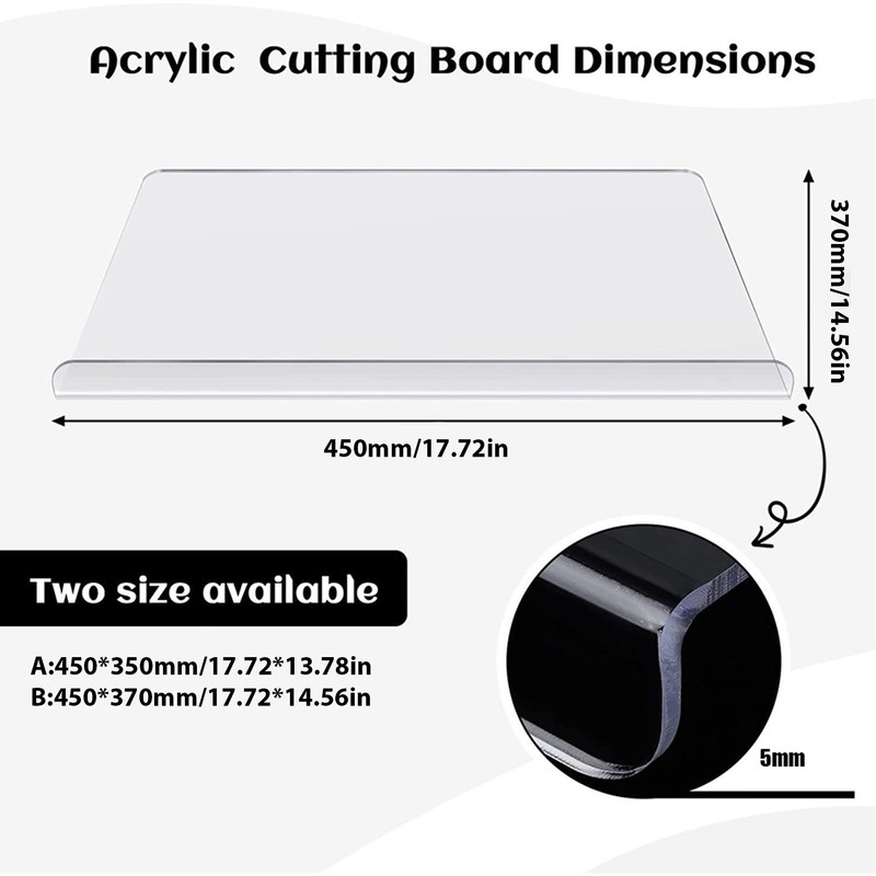 Acrylic Chopping Board Transparent Non Slip Cutting Board with Lip
