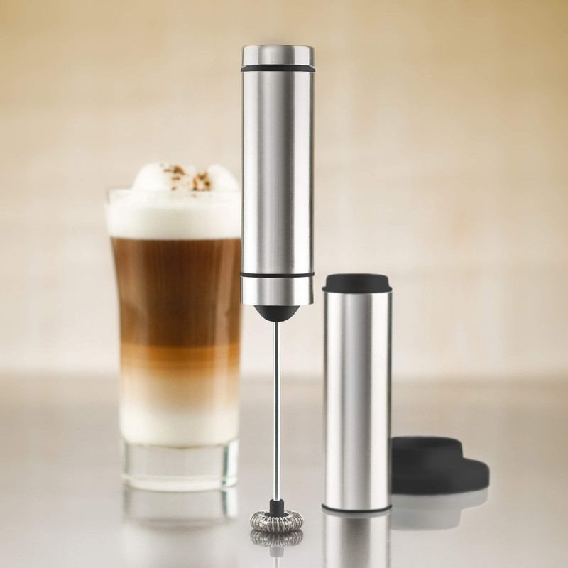 AdHoc MS10 Batteriebetriebener Milch- und Saucenschäumer RAPIDO mit Ständer, Edelstahl/Kunststoff