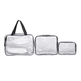 Alnicov Set of 3 Clear Toiletries Bags,3 in 1 Waterproof Toiletry Travel Bag Clear PVC Travel Bag Wash Bag Makeup Bag Travel Business Bathroom for Men Women and Kids