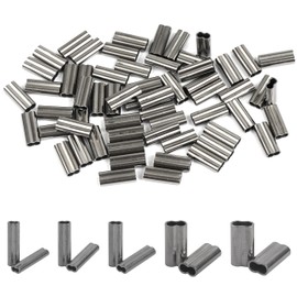 FUSIGO Fishing Crimp Sleeves,120pcs Double Barrel Crimp Sleeves Brass Copper Crimping Loop Sleeves Wire Rope Crimp Sleeves Fishing Line Tube Connector Wire Leader Rigging Tackle 1.4