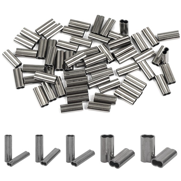 FUSIGO Fishing Crimp Sleeves,120pcs Double Barrel Crimp Sleeves Brass Copper