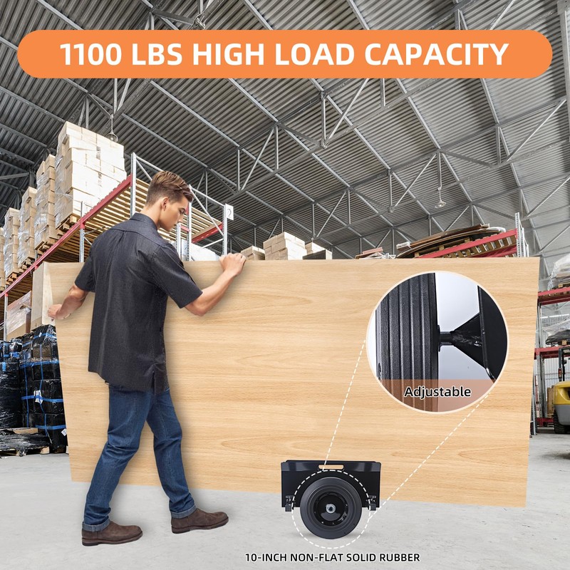 Heavy Duty Panel Dolly 1100LBS Capacity Door Cart with 10"