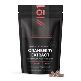 Cranberry Extract 52,500mg – 180 Vegan Capsules – High Strength 50:1 Cranberry Extract (Vaccinium Macrocarpon) – Resealable and Recyclable Pouch by Alpha01