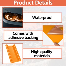 Huybaa 1 Rolle Scheinwerferfolie, Auto Tönungsfolie para Faros(orange), Schutz,selbstklebend,transparent,zuschneidbar,getöntes Vinyl,Nebelscheinwerfer,30cm X 120cm