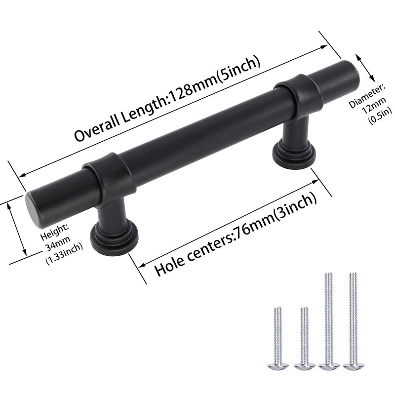 goldenwarm 10 Pack Black Cabinet Pulls Kitchen Cupboard Handles -