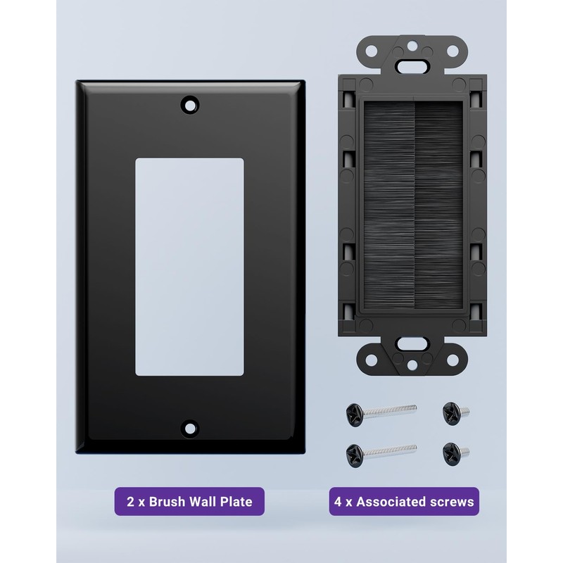 VCE Brush Wall Plate Cable Pass Through, 5 Pack Single