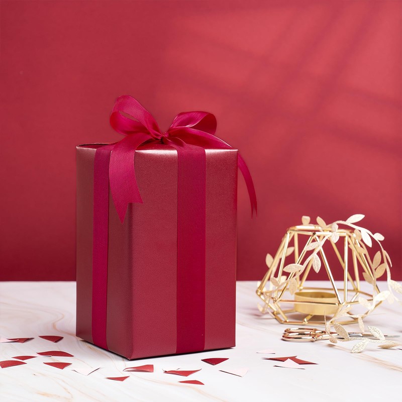 RUSPEPA Burgundy Matte Wrapping Paper, Mini Roll, Wine Red Solid