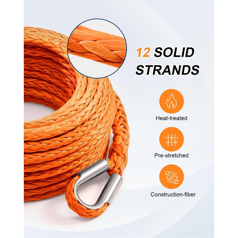 Kolvoii Winch Rope Extension 3/8 Inch x 50 Ft 26,500