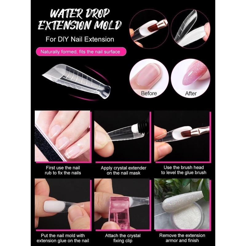 TOROKOM Nail Dual Forms for Poly Gel, 120P Quick Extension