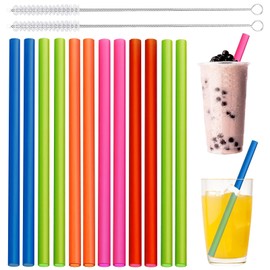 XINGXINLIAN 20 Stück Strohhalme Wiederverwendbar mit 2 Strohhalm Reinigungsbürsten, Bubble Tea Strohhalme, Farbige Dicke Strohhalme, Breite Strohhalme für Bubble Tea, Milchshakes, Säfte