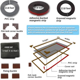 13.8 Feet DIY Magnetic Fish Aquarium Anti-Jumping net Cover, Mesh Screen Netting for Fish Aquarium Screen Top Cover, Reptiles from Jumping Out