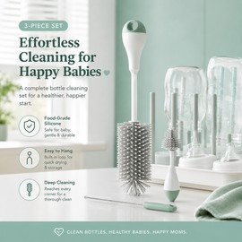 Electric Baby Bottle Brush Set for Easy Cleaning – Portable Silicone Kit for Travel & Daily Feeding
