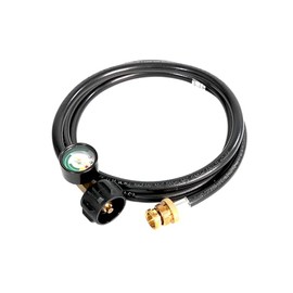 DQSDC 6FT Propane Hose Adapter with Gauge – 1lb to 20lb/40lb Tank Converter for Weber Q, Coleman Grill, Mr. Heater Buddy, Camping Stove – Includes Regulator & Pressure Meter