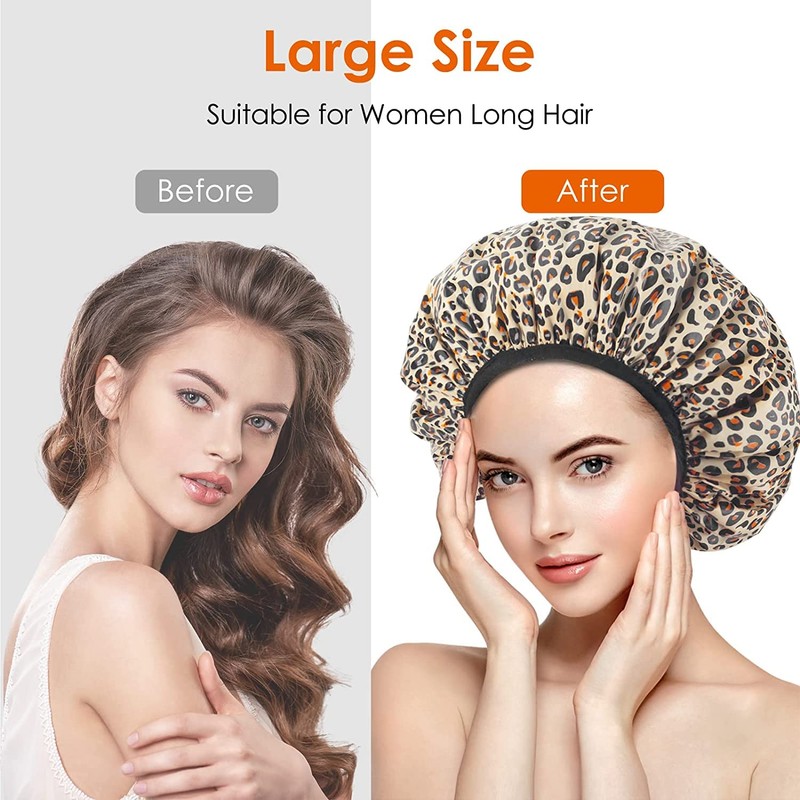 Auban Shower Cap, Shower Cap for Women Terry Cloth Lined