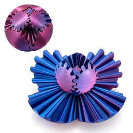 MATIRISE 3D Printed Gear Ball - Gear Sphere Stress Ball for Adults Kids - Spin Ball Fidget Desk Toy (Blue&Purple)