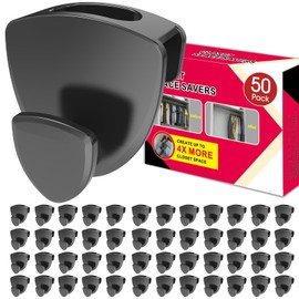 Latoxcaa Space Saving Standard Hanger Hooks 50Pcs, Upgrade Heavy Duty Space Saver Hangers Connector Hooks for Clothes, Premium Hanging Closet Organizer for Dorm, Ganchos para Colgar Ropa, Black