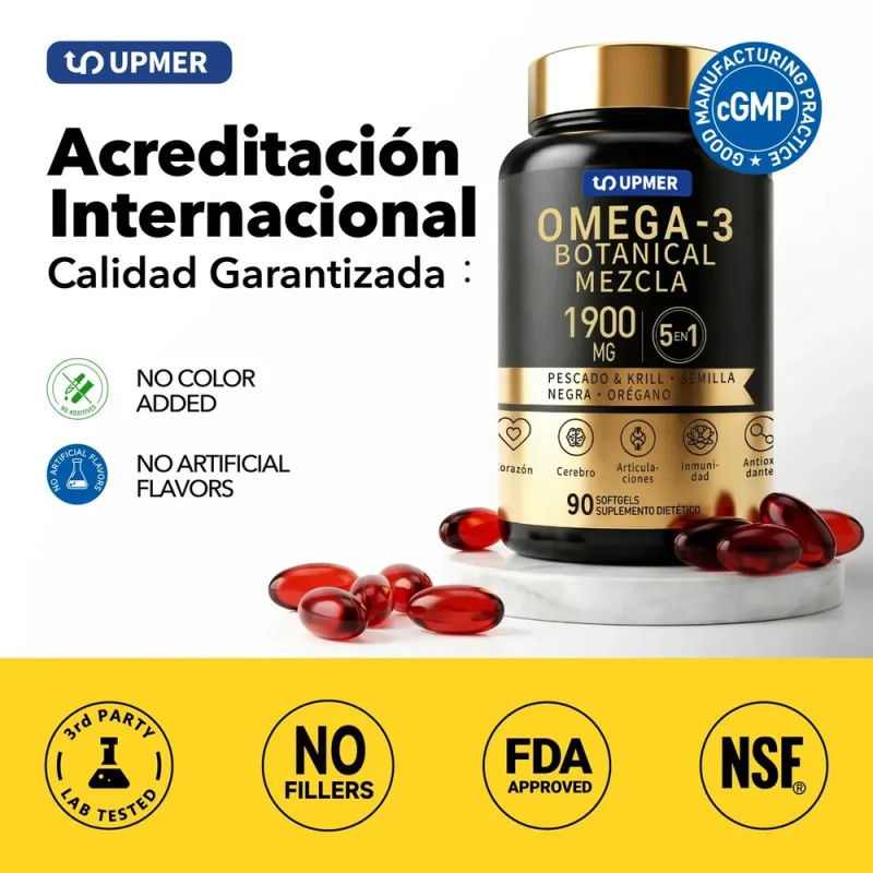 UPMER Omega 3 Premium 5 en 1 con Aceite de