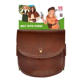 W WIDMANN MILANO Party Fashion 09836 - Belt with Bag in Leather Look, Brown, Medieval Accessory, Costume, Carnival, Theme Party