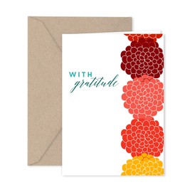 Paper Frenzy Vibrant Fall Floral Thank You Note Cards and Kraft Envelopes - 25 pack
