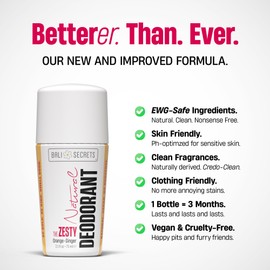 Bali Secrets Natural Deodorant for Women & Men. Nonsense Free. Clean Formula for Sensitive Skin. Strong & Reliable Odor Protection. No Synthetic Aluminum. Organic & Vegan [THE ZESTY]