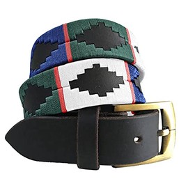 Carlos Diaz Unisex Argentina Ntinisches/Embroidered Polo genuine leather belt - black