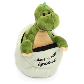 CAROUSEL Adopt a Dinosaur In An Egg Plush Soft Toy Baby (Green Apatosaurus)