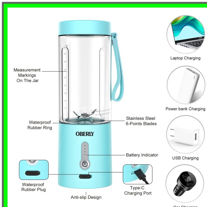 MODAIS Portable USB Rechargeable Blender for Smoothies and Shakes