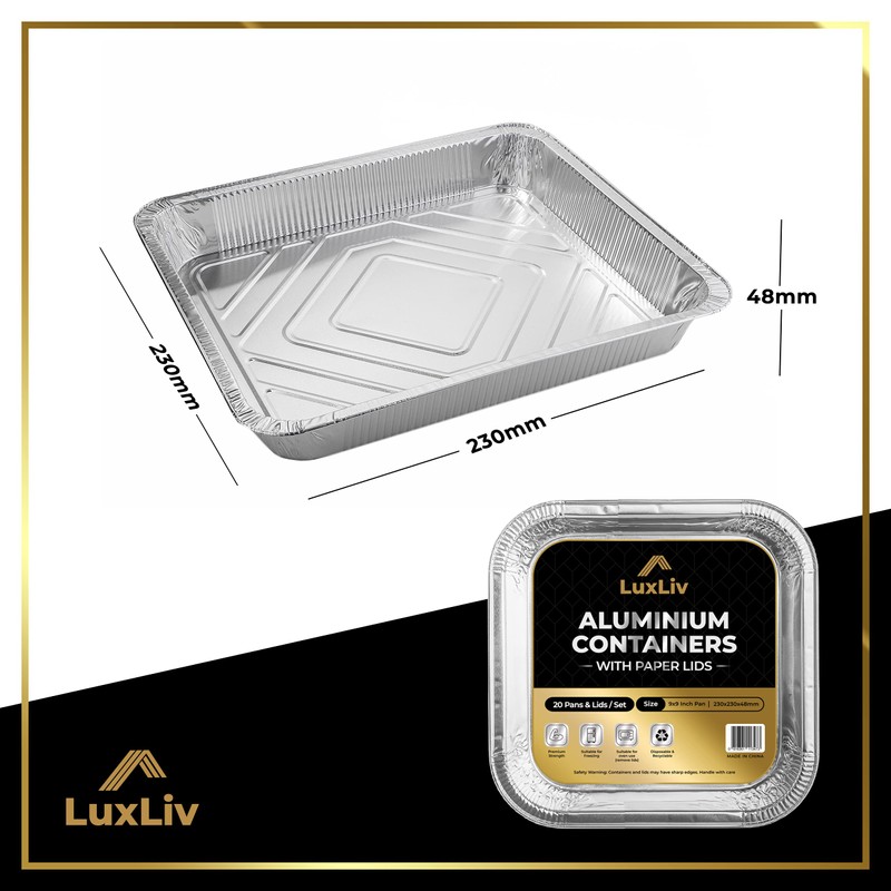 LuxLiv 20 x Large Food Aluminium tin Foil Trays Containers