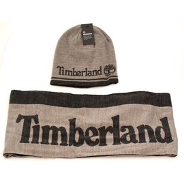 Timberland Gray Knit Scarf & Reversible Beanie Men's One Size New in Box