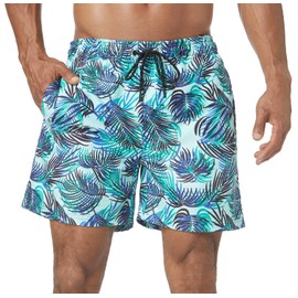 Flytop Mens Swim Trunks with Mesh Lining Quick Dry Swimwear Beach Board Shorts Swimming Trunks for Men with Zipper Pockets Size XXL Leaf Green