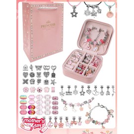 Princess Themed Heart & Star & Shell Design Jewelry Making Kit, Including Beads & Charms & Accessories, Designer Diy Jewelry Making Kit for Bracelet Necklace Earrings, Valentine's Day, Gift, Crafts:_Purple_one-size