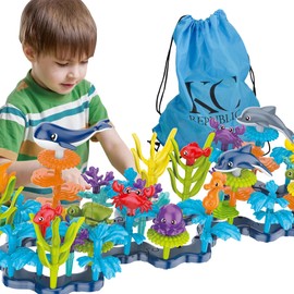 KC Republic Ocean Reef 180pcs Building Set, STEM Toy for Kids Age 3, 4, 5, 6, Interlocking Toy Building Block