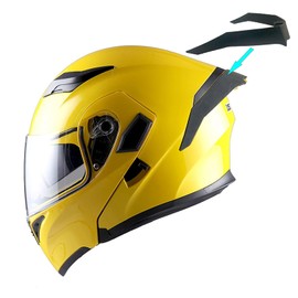 1Storm Motorcycle Modular Full Face Helmet Flip up Dual Visor Sun Shield: HB89 Glossy Yellow
