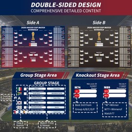 Joyvera 3-Pack 2026 Soccer Tournament Extra Large Schedule Poster Set - 40" x 26" Crease-Free Double-Sided Wall Chart, Match & Team Tracker for Home Bar, Office Decor