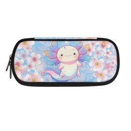 POLERO Cute Axolotl Pencil Case for Girls School Supplies Pen Case with Compartments Cherry Blossom Aesthetic Stuff