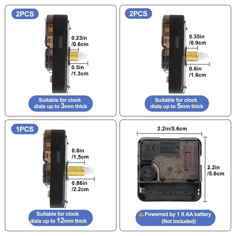 EEEKit Clock Movements for Wall Clock, Self-Installation Movements, 5 Pieces