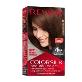 Revlon Colorsilk Beautiful Color Permanent Hair Color, Long-Lasting High-Definition Color, Shine & Silky Softness with 100% Gray Coverage, Ammonia Free, 047 Medium Rich Brown, 1 Pack